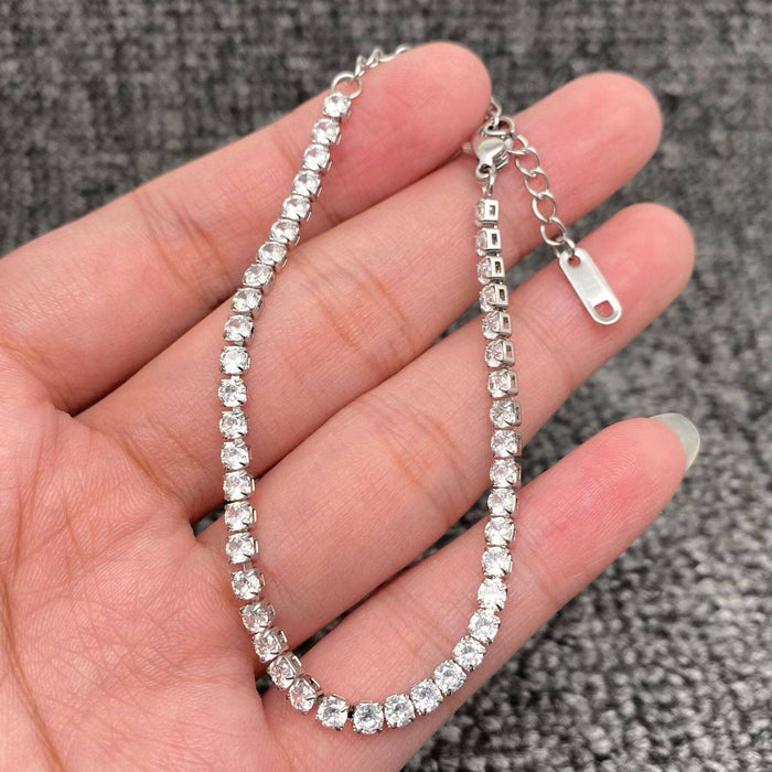 Sparkling Inlay CZ 18K Golden S.Steel Chain Bracelet - FGS
