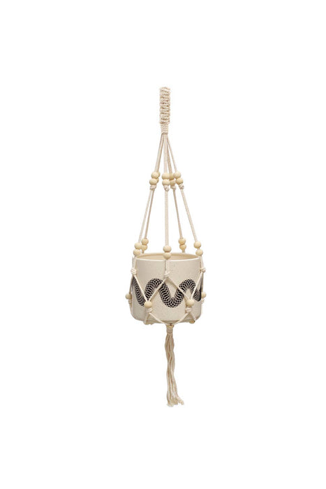 36" Beaded Plant Hanger Macrame