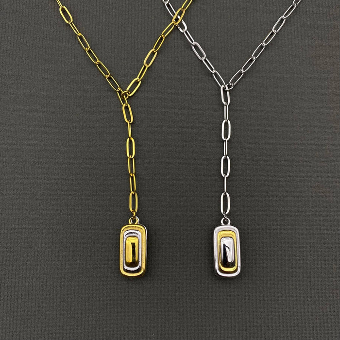 18K Gold Plated S.Steel Sugar Cube Pendant Necklace - FGS