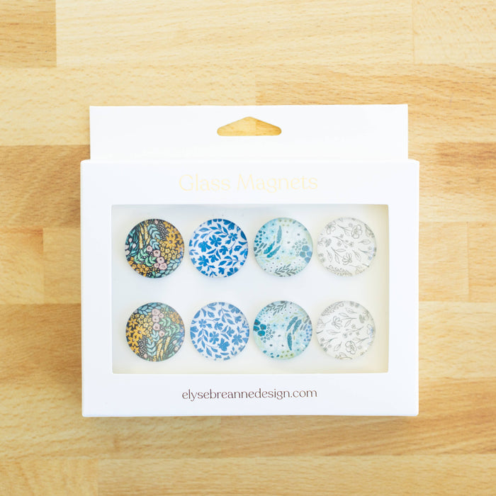 Glass Magnets, Box Set of 8 Floral Magnets PREORDER MID FEB