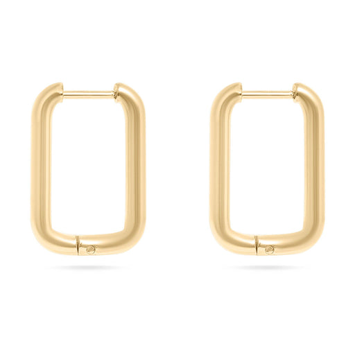 18K Gold PVD Rounded Rectangle Everyday Huggie Earrings