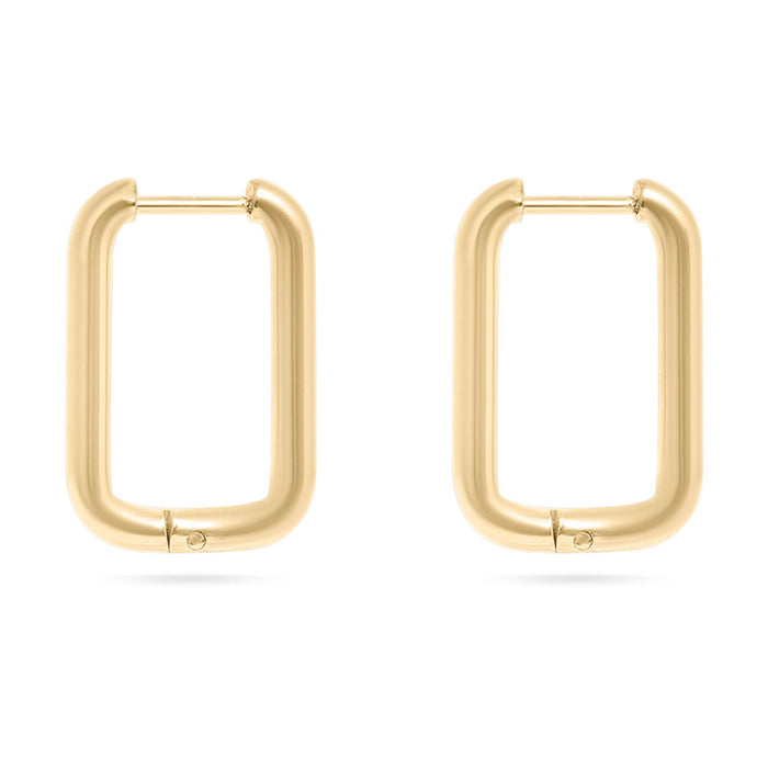 18K Gold PVD Rounded Rectangle Everyday Huggie Earrings