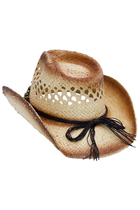Butterfly Emblem Waxed String Straw Cowboy Hat
