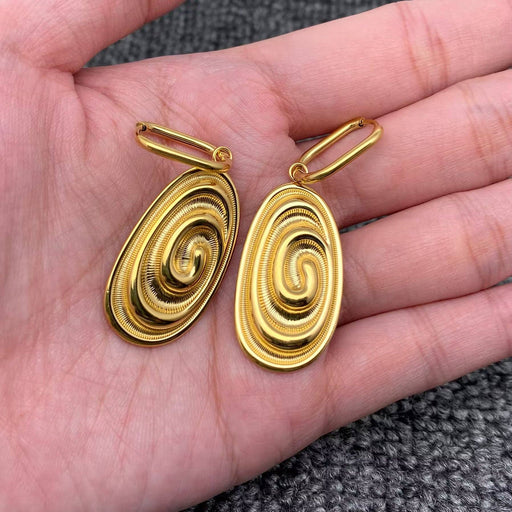 18K Gold Plated SS Conch Fossil Shape Huggie Earrings - FGS