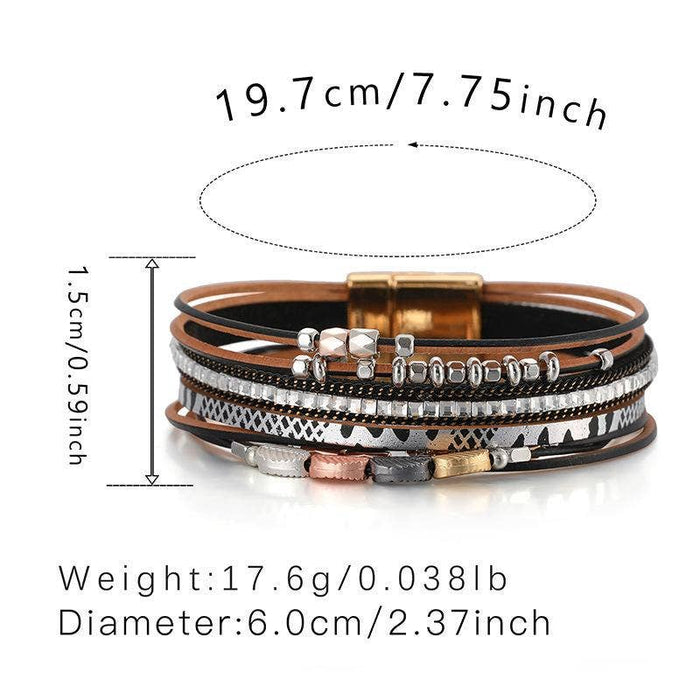 Bohemian Style Leather Multi-Layer Bracelet Bangle - BJ/LB