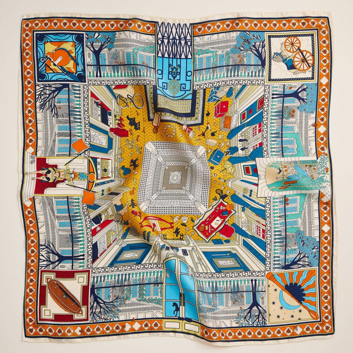 Architectural Print Silk-Feel Bold Artistic Scarf