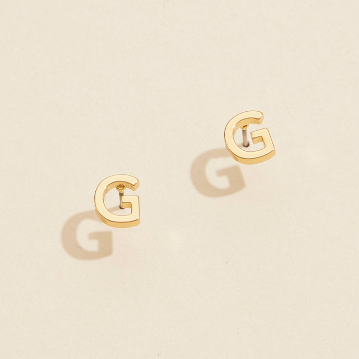 Initial Metal Stud Earrings 16 Assorted Pack