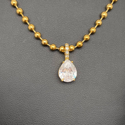 Drop Zircon 18K Gold Plated S.Steel Necklace