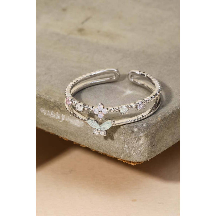 Double Line Rhinestone Fashion Ring