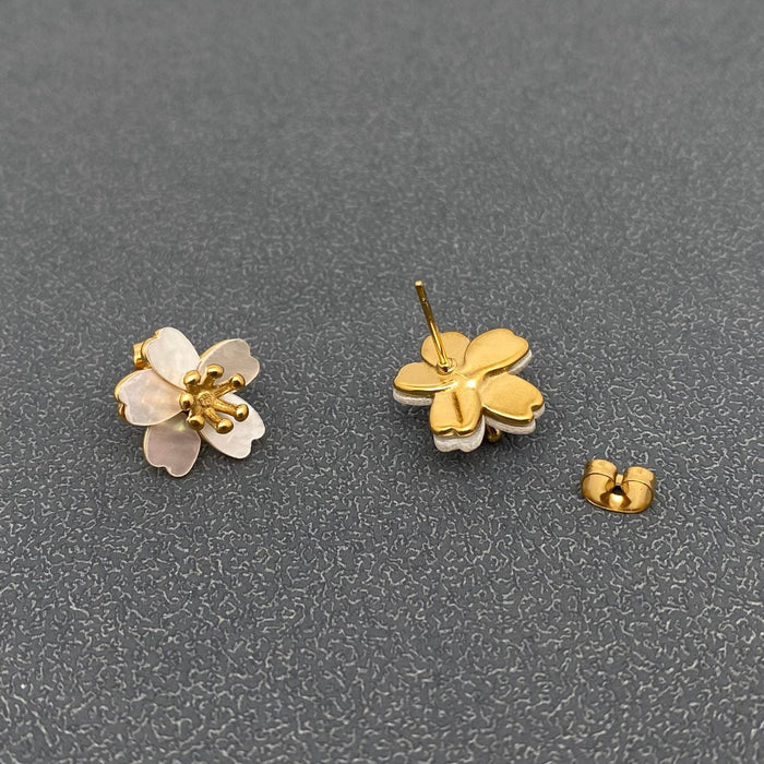 FGS - Shell Cherry Blossom 18K Gold Plated SS Ear Studs