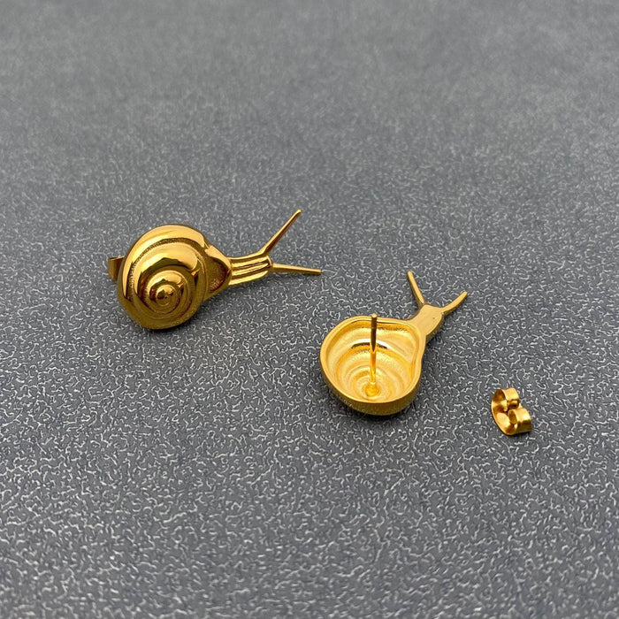 18K Gold Plated Stainless Steel Snail Stud Earrings - FGS