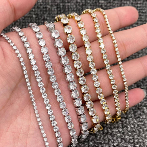 Sparkling Inlay CZ 18K Golden S.Steel Chain Bracelet - FGS