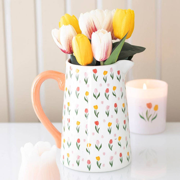 Spring Tulip Print Mother's Day Ceramic Flower Jug