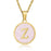 Pink Shell Initial 18K Gold Plated SS Round Charm Necklace