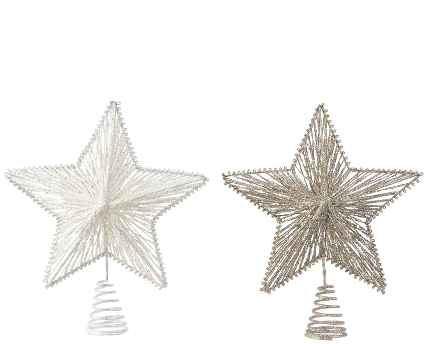 Tree Topper Iron Glitter White/Gold