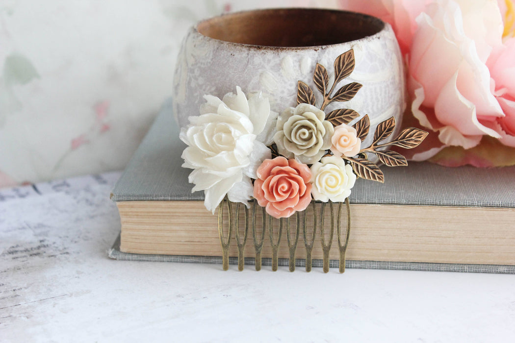 Flower Hair Comb | Vintage Style | Shimmering Ivory