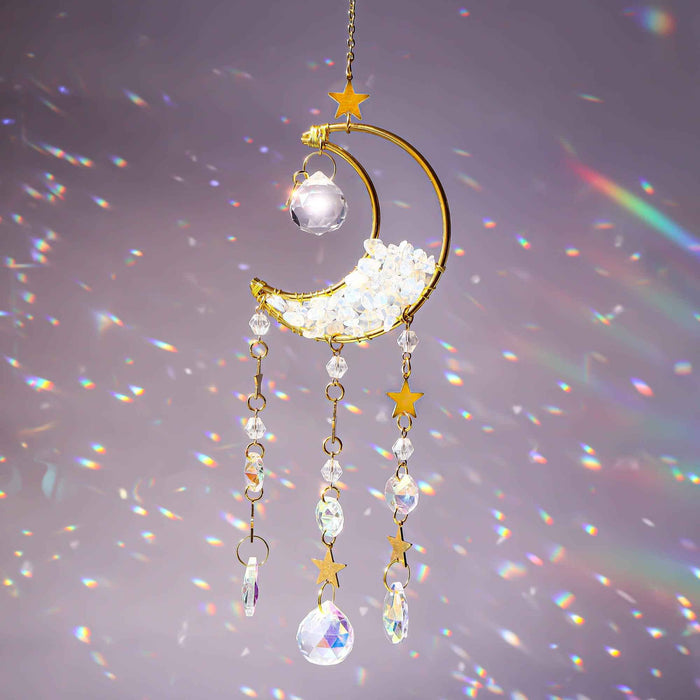 Opalite Moon Suncatcher - Crystal Window Decor Gift