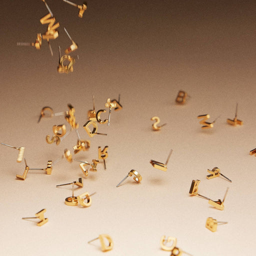 Initial Metal Stud Earrings 16 Assorted Pack