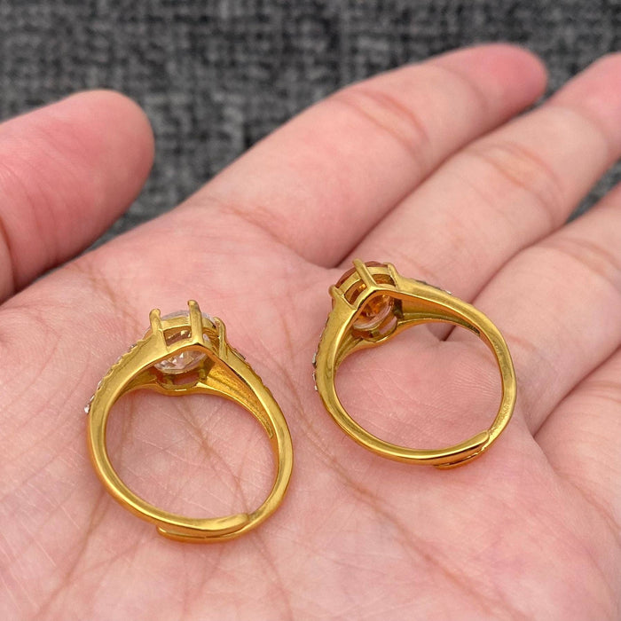 Sparkling Zircon 18K Gold Plated Stainless Steel Ring - FGS