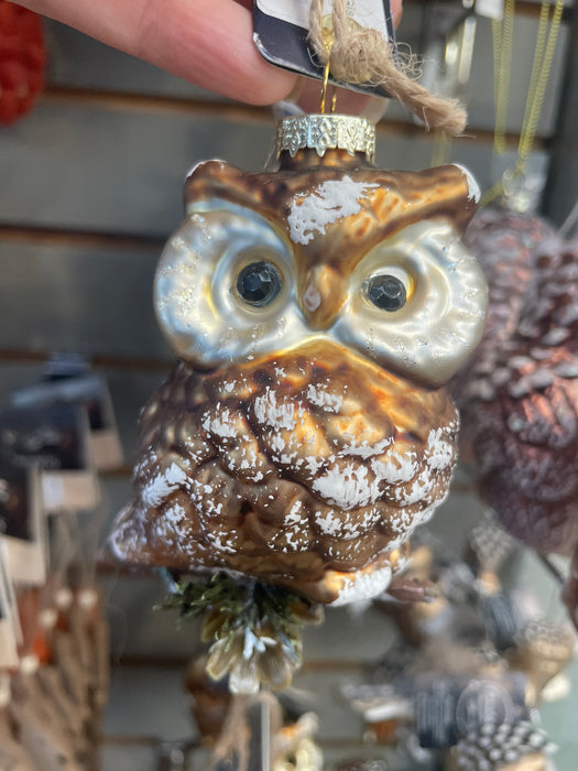 Orn. Owl Brown Glass