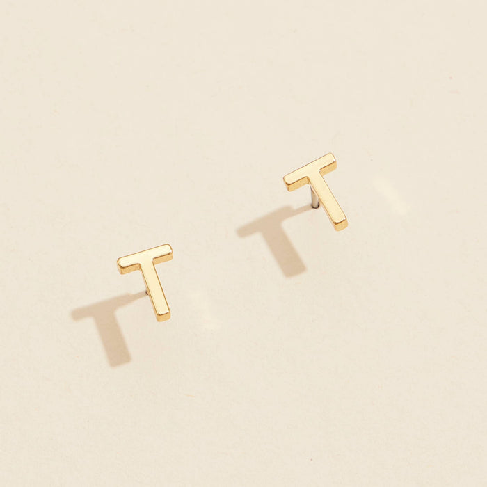 Initial Metal Stud Earrings 16 Assorted Pack