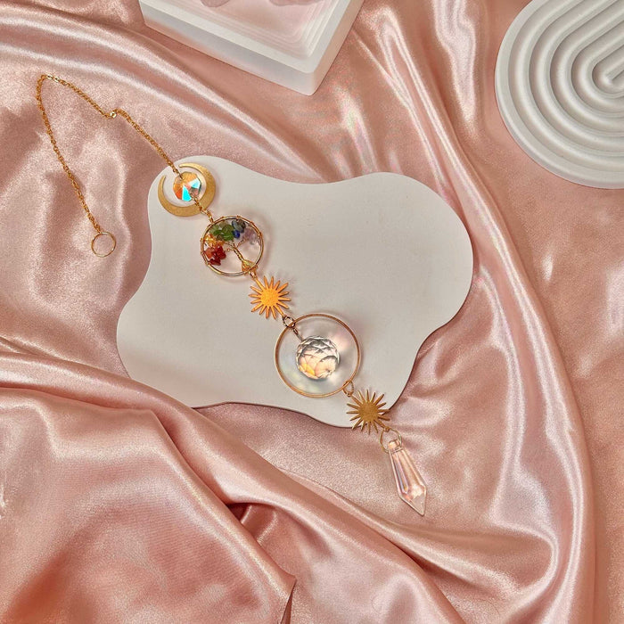 Tree of Life Suncatcher – Chakra Gemstones – Window Decor Gift