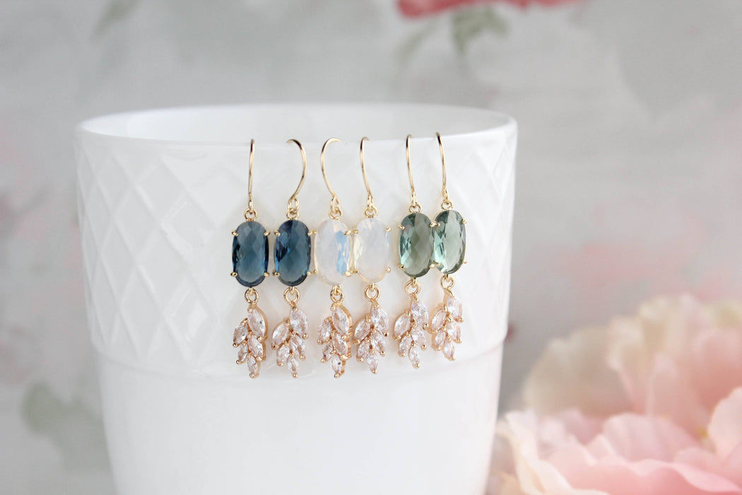 Sparkling Crystal Earrings | Leaf Earring