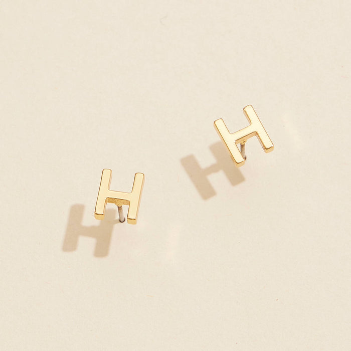Initial Metal Stud Earrings 16 Assorted Pack