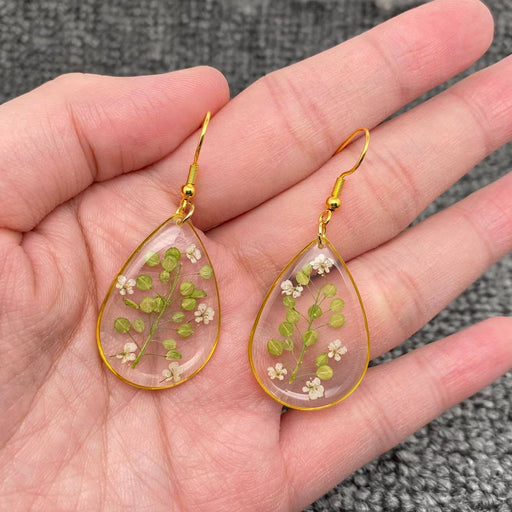 Lepidium Apetalum Dried Flowers Drop Dangle Earrings - PDF