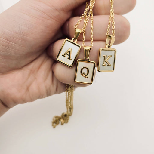 Mio Queena - Square Initial 18K Gold-plated Stainless Steel Necklace: Gold C (including chain)