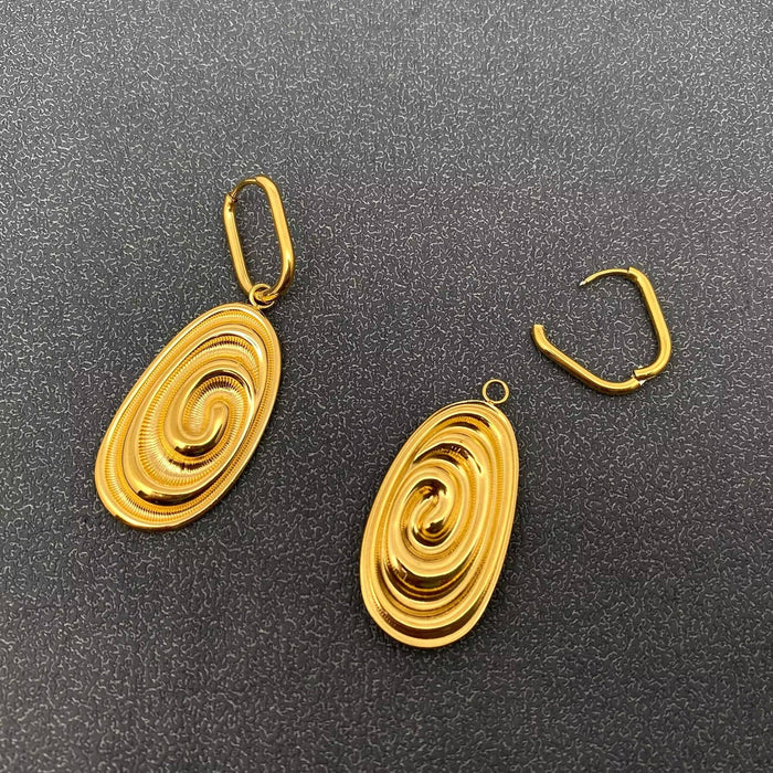 18K Gold Plated SS Conch Fossil Shape Huggie Earrings - FGS