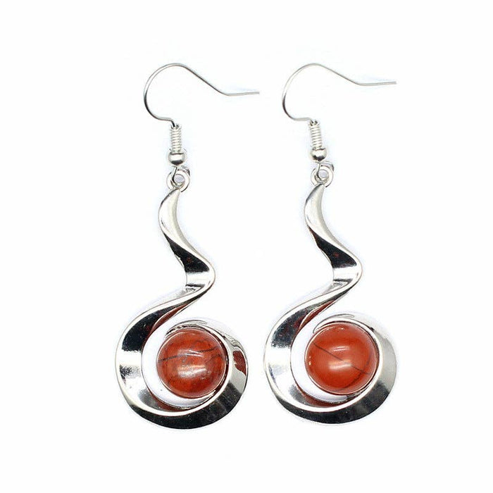 Geometric Dangle Earrings Inlaid with Natural Stone