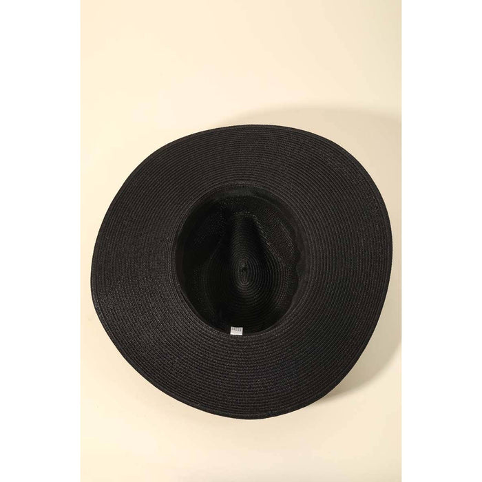 Faux Leather Belt Straw Fedora Hat