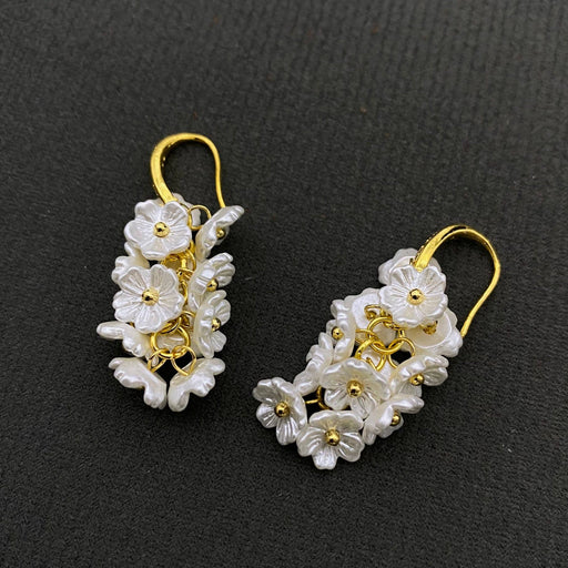 White Flower Fringe Earrings