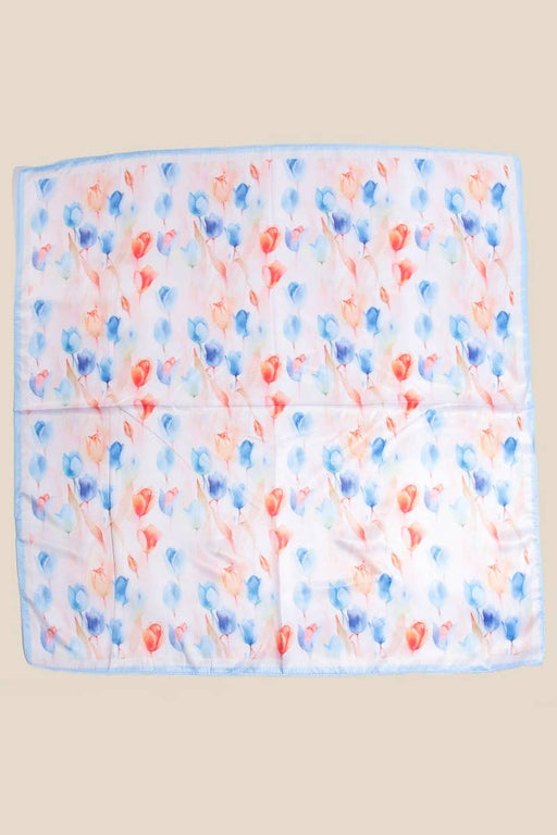 Floral Tulip Pattern Square Bandana Scarf