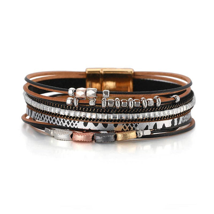 Bohemian Style Leather Multi-Layer Bracelet Bangle - BJ/LB