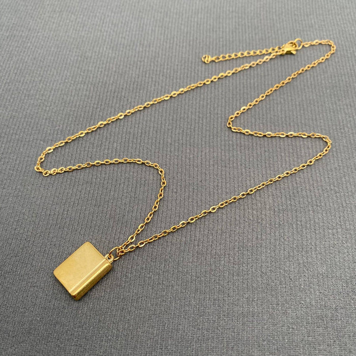 Enamel Book 18K Golden S.Steel Necklace