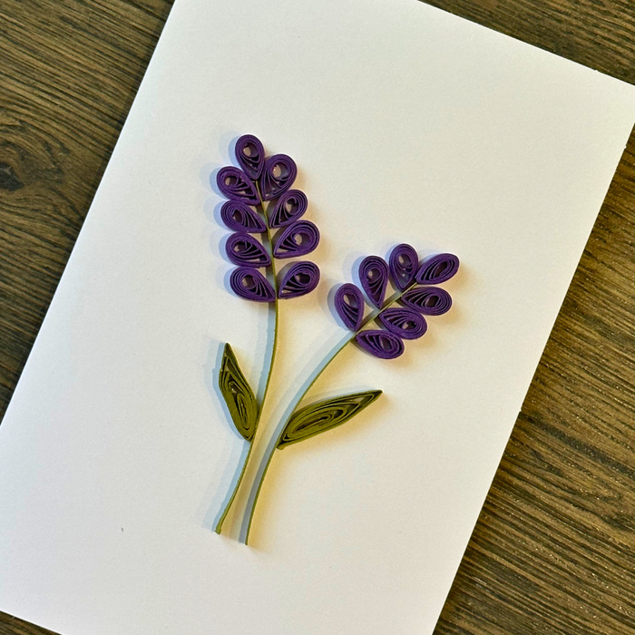 Handmade Quilled Lavender Greeting Card - Unique cards