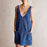 Denim scoop neck overall dress