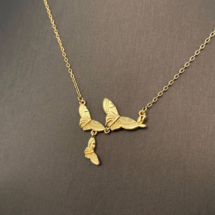 Butterfly Swarm Charm 18K Gold-plated Necklace