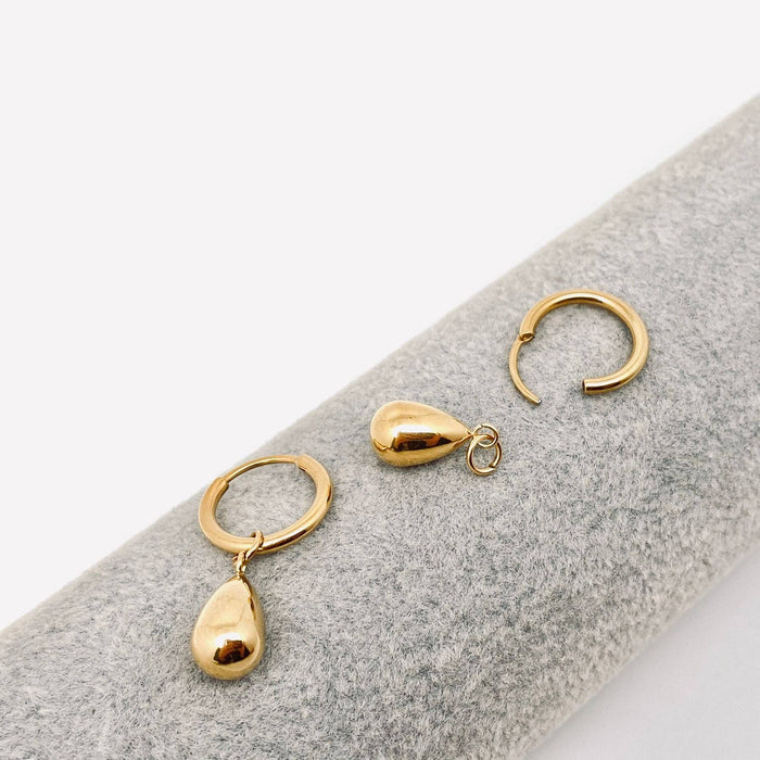 Teardrop 18k Gold Plated Stainless Steel Huggie Earrings-FGS