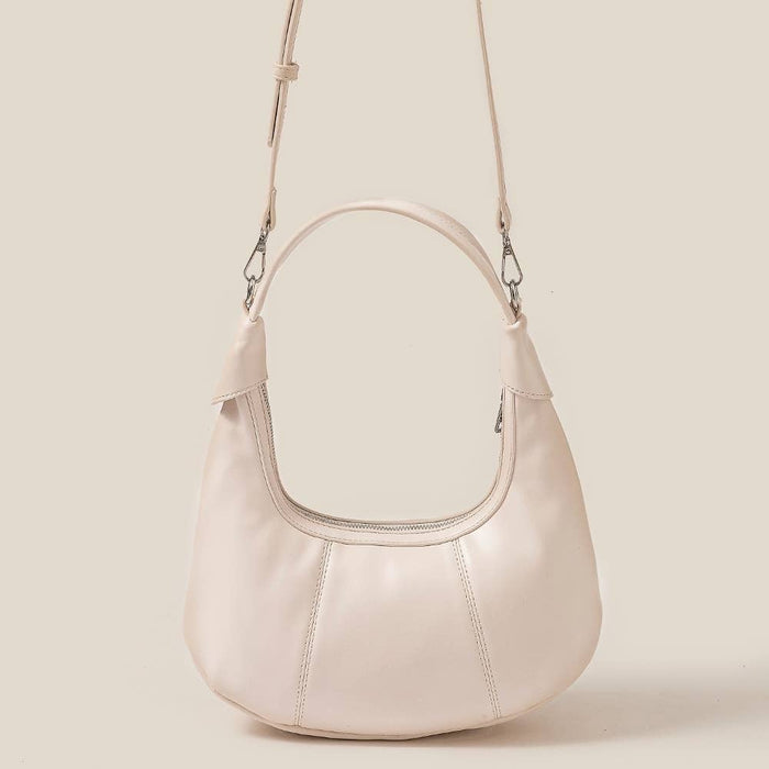 Faux Leather Round Multi Panel Hand Bag