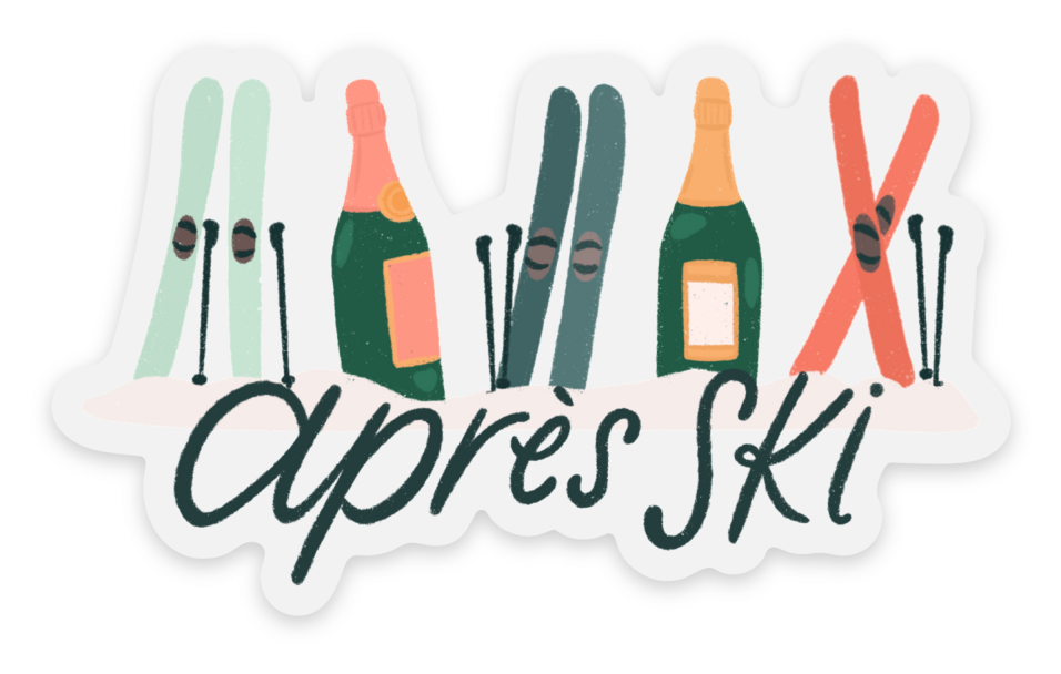 Clear Apres Ski Sticker, 3x1.79in | Winter