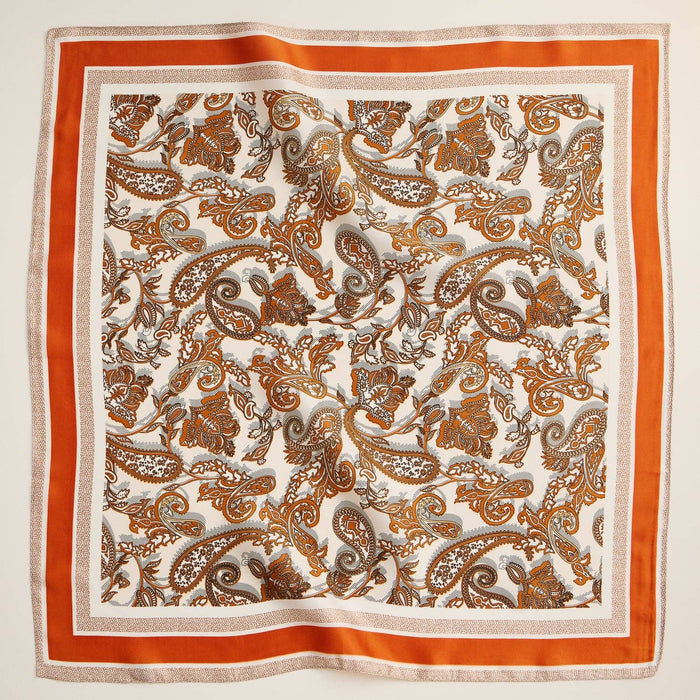 Retro Paisley Silk-Feel Square Scarf for Timeless Look