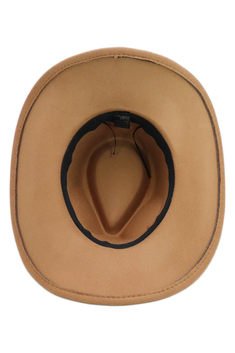 Buffalo Skull Belt Tycoon Retro Faux Wool Felt Cowboy Hat