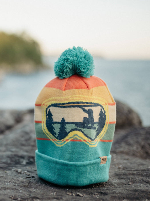 Snowboard Knit Beanie with Goggles Design Winter Hat for Skiing Snow Sports