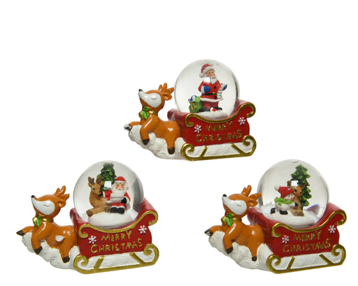 Reindeer Pulling Snow Globe Sleigh