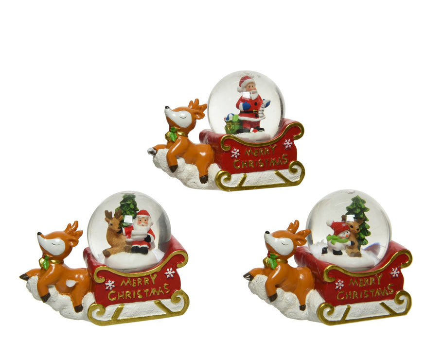 Reindeer Pulling Snow Globe Sleigh