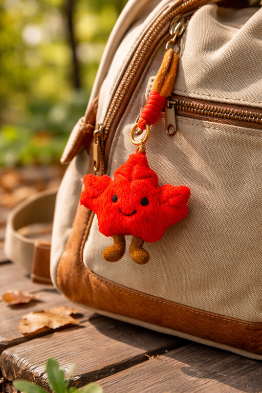 Cute Maple Leaf Plush Bag Charm Keychain Canada Souvenir Gift