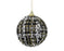 Orn Ball Black/White/Gold Plaid